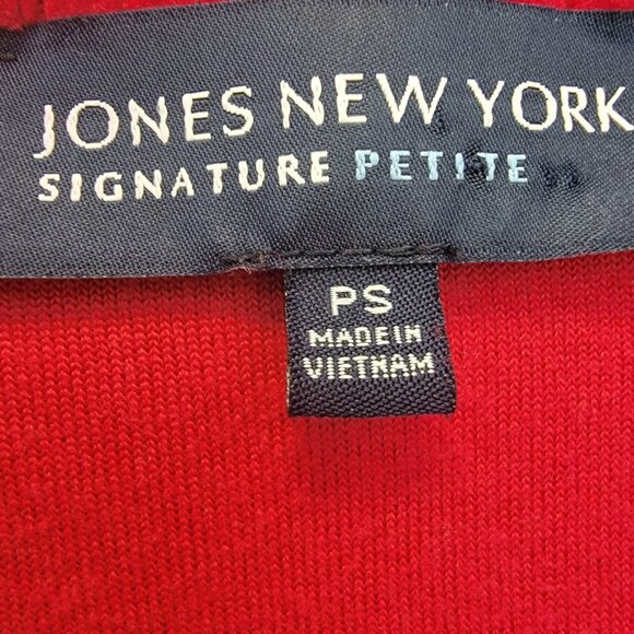 Jones New York Cardigan Signature Petite Red‎ Top Long Sleeve Sweater Size PS - Picture 4 of 8